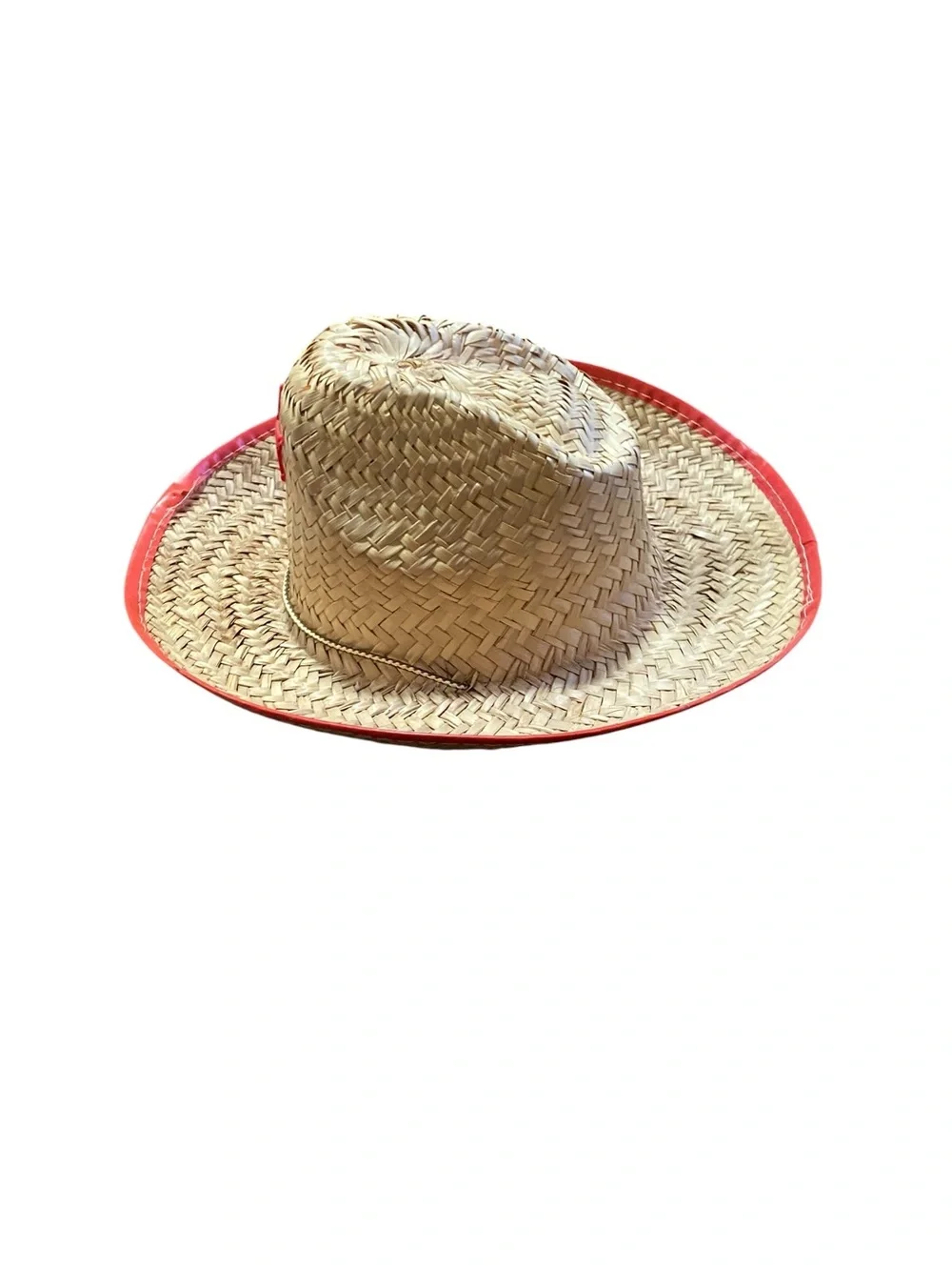 Kids Straw Sheriff Cowboy Hat with Red Trim and Star